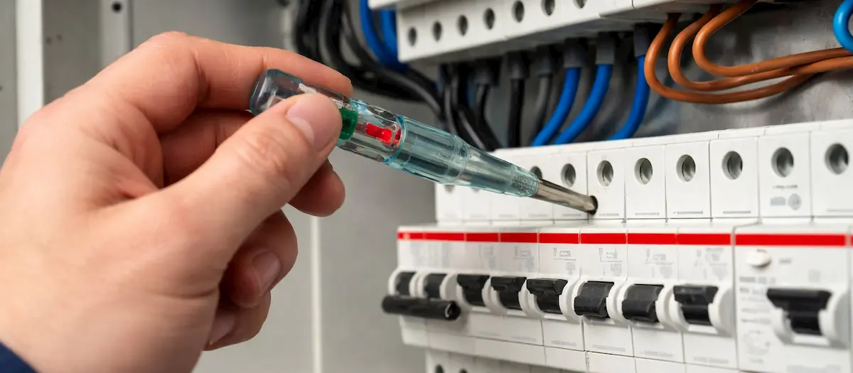 Electrician testing a Domestic Fuseboard